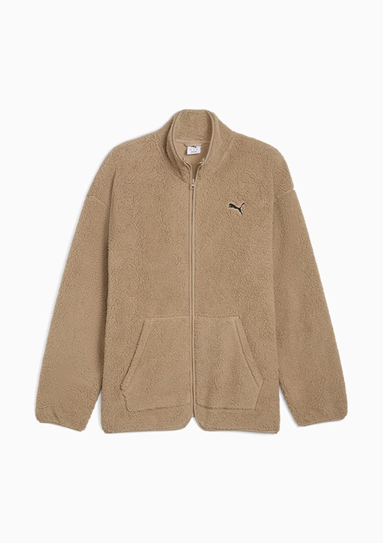 PUMA Ess Elevated Sherpa Ful-Zip - 68825955 Erkek Kahverengi Fermuarlı Kapşonlu Sweatshirt