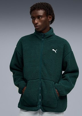 PUMA Ess Elevated Sherpa Ful-Zip - 68825975 Erkek Gri Fermuarlı Kapşonlu Sweatshirt
