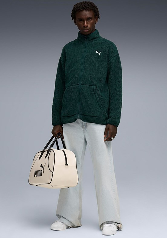 PUMA Ess Elevated Sherpa Ful-Zip - 68825975 Erkek Gri Fermuarlı Kapşonlu Sweatshirt
