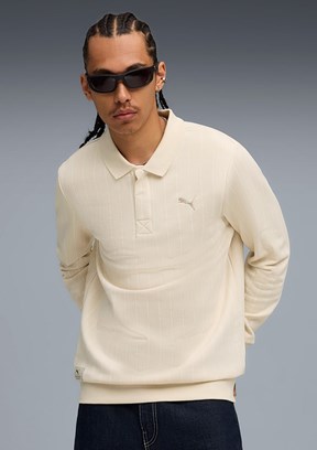 PUMA Beyaz Erkek Class Class Polo Yaka Sweatshirt