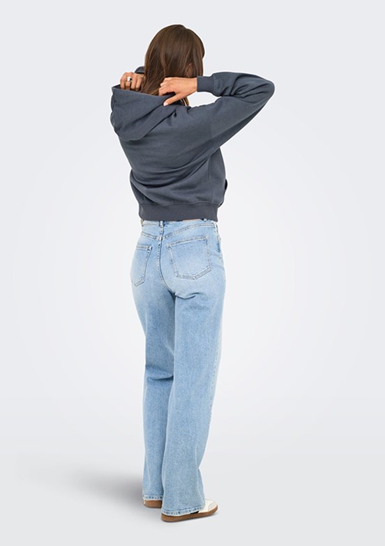 ONLY Mavi Kadın Kapüşonlu Sweatshirt