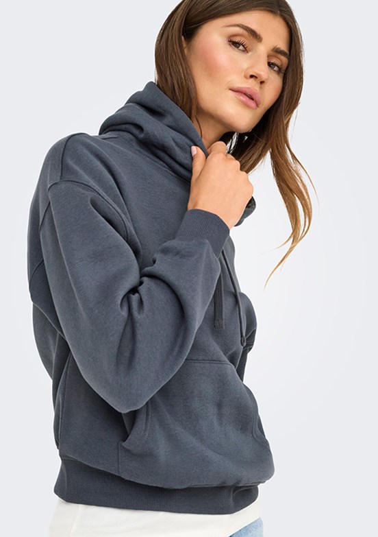 ONLY Mavi Kadın Kapüşonlu Sweatshirt