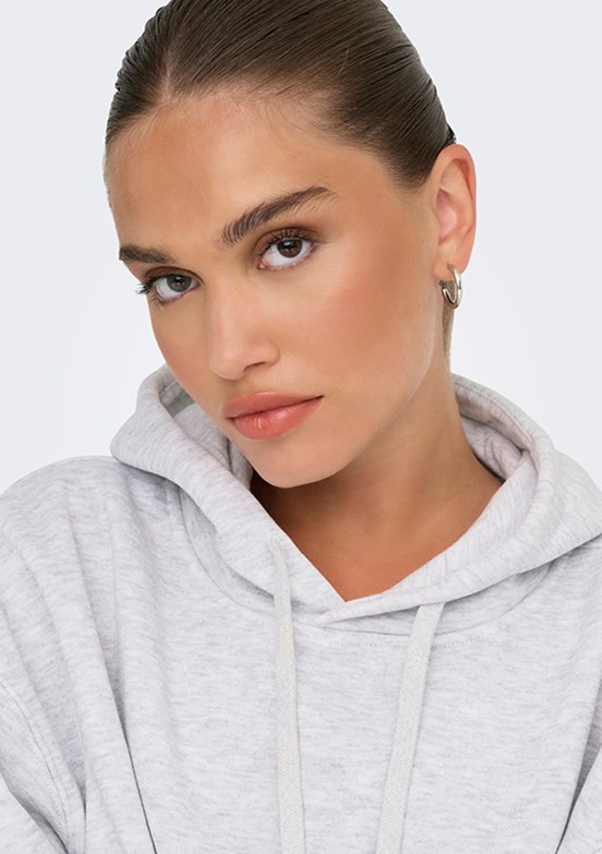 ONLY Gri Kadın Kapüşonlu Sweatshirt