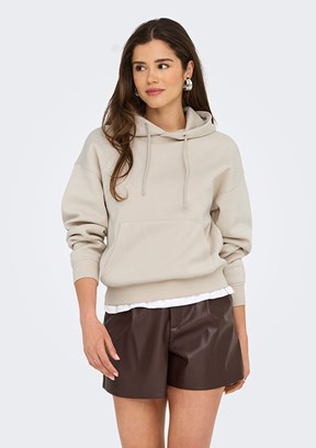ONLY Bej Kadın Kapüşonlu Sweatshirt