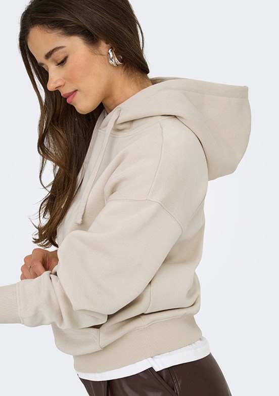ONLY Bej Kadın Kapüşonlu Sweatshirt