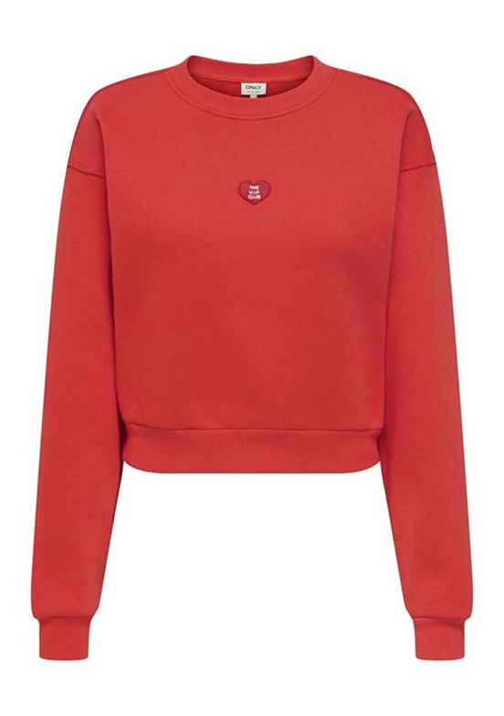 ONLY Kırmızı Kadın Bisiklet Yaka Sweatshirt