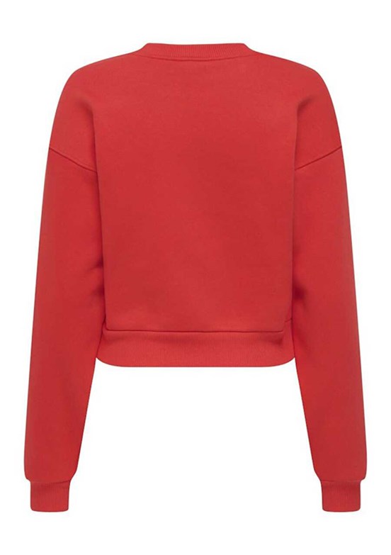 ONLY Kırmızı Kadın Bisiklet Yaka Sweatshirt