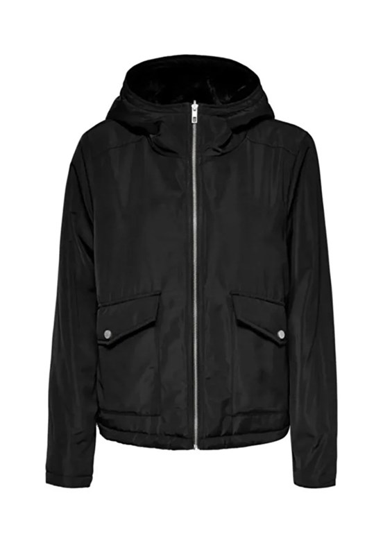 ONLY Siyah Kadın Kapüşonlu Mont