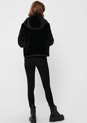 ONLY Siyah Kadın Kapüşonlu Mont