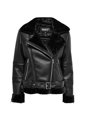 ONLY Siyah Kadın Suni Deri Mont