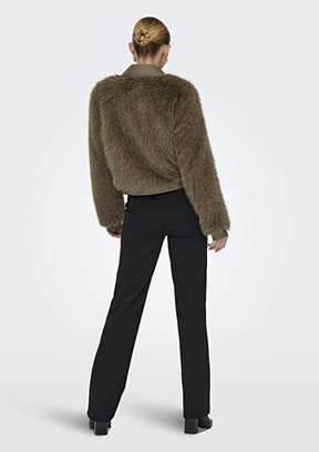 ONLY Kahverengi Kadın Kürklü Mont