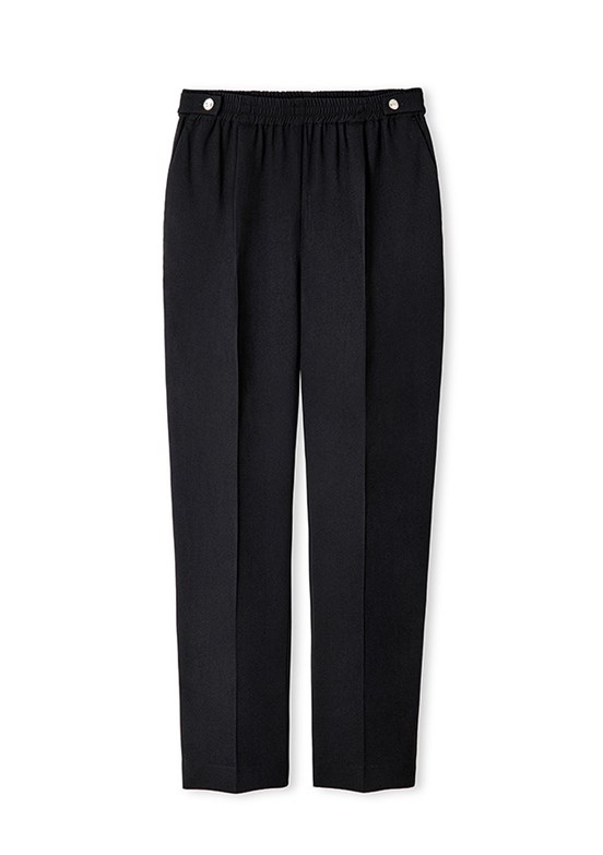 İPEKYOL Siyah Kadın Wide Leg Fit Elastik Bel Pantolon
