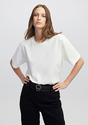 İPEKYOL Ekru Kadın Bisiklet Yaka Basic T-shirt