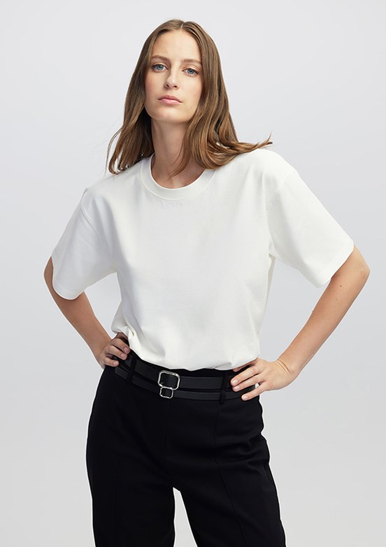 İPEKYOL Ekru Kadın Bisiklet Yaka Basic T-shirt