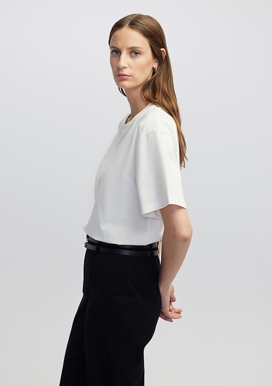 İPEKYOL Ekru Kadın Bisiklet Yaka Basic T-shirt