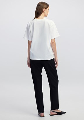İPEKYOL Ekru Kadın Bisiklet Yaka Basic T-shirt