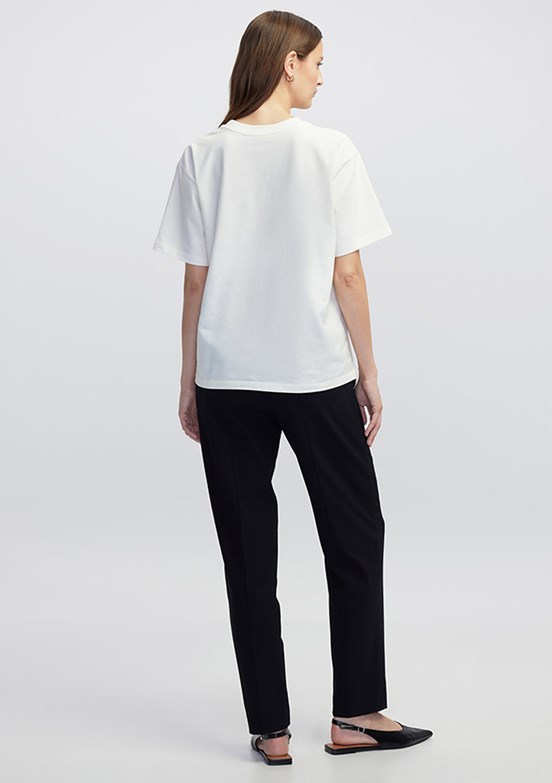 İPEKYOL Ekru Kadın Bisiklet Yaka Basic T-shirt