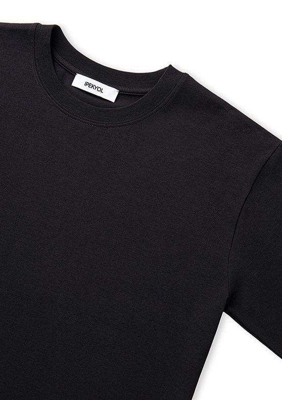 İPEKYOL Siyah Kadın Bisiklet Yaka Basic T-shirt