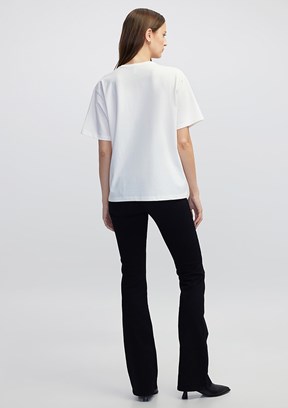 İPEKYOL Ekru Kadın V Yaka Basic T-shirt