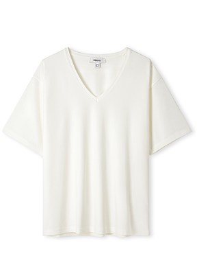 İPEKYOL Ekru Kadın V Yaka Basic T-shirt