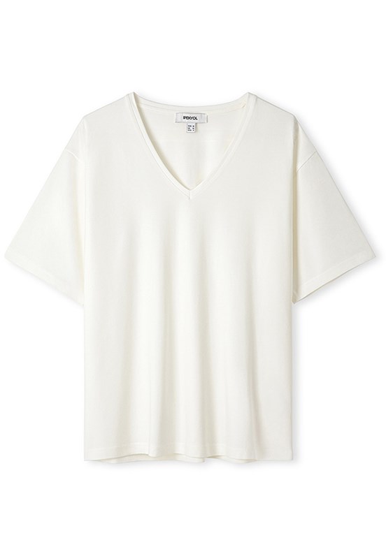 İPEKYOL Ekru Kadın V Yaka Basic T-shirt