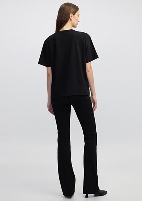 İPEKYOL Siyah Kadın V Yaka Basic T-shirt