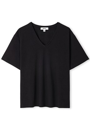 İPEKYOL Siyah Kadın V Yaka Basic T-shirt