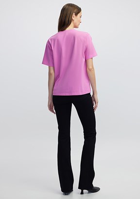 İPEKYOL Fuşya Kadın V Yaka Basic T-shirt