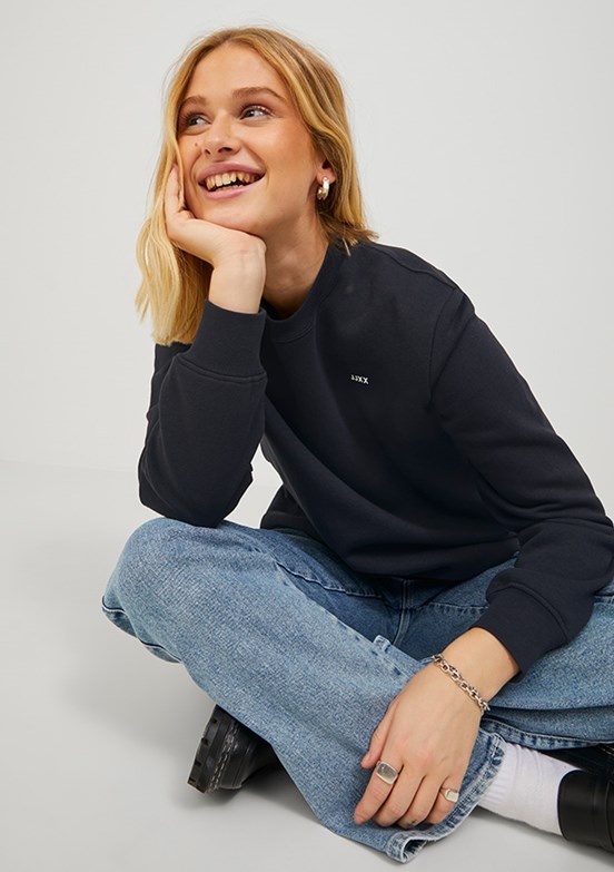 JJXX JXABBIE Siyah Kadın Bisiklet Yaka Sweatshirt