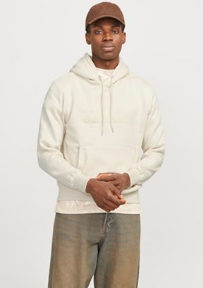 JACK JONES Beyaz Erkek Kapüşonlu Sweatshirt