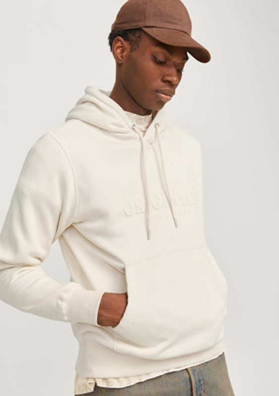 JACK JONES Beyaz Erkek Kapüşonlu Sweatshirt