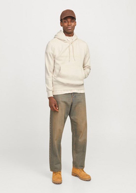 JACK JONES Beyaz Erkek Kapüşonlu Sweatshirt