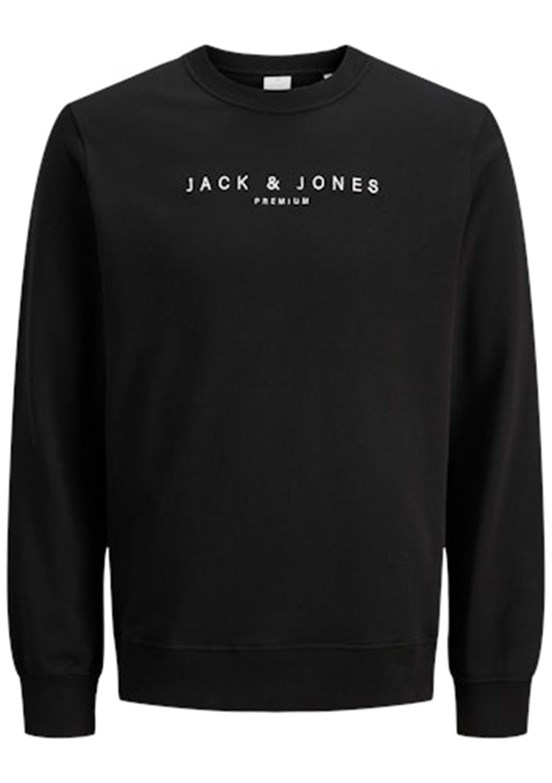 JACK JONES Siyah Erkek Bisiklet Yaka Sweatshirt