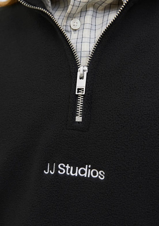 JACK JONES Siyah Erkek Dik Yaka Sweatshirt