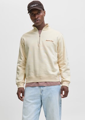 JACK JONES Beyaz Erkek Dik Yaka Sweatshirt