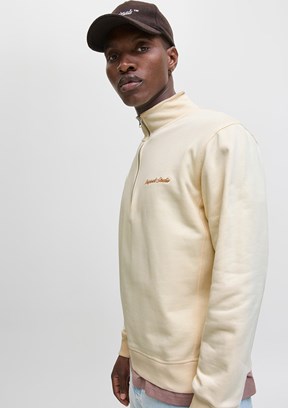 JACK JONES Beyaz Erkek Dik Yaka Sweatshirt