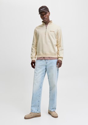 JACK JONES Beyaz Erkek Dik Yaka Sweatshirt