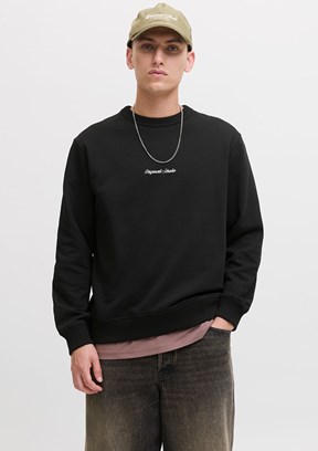 JACK JONES Siyah Erkek Kapüşonlu Sweatshirt