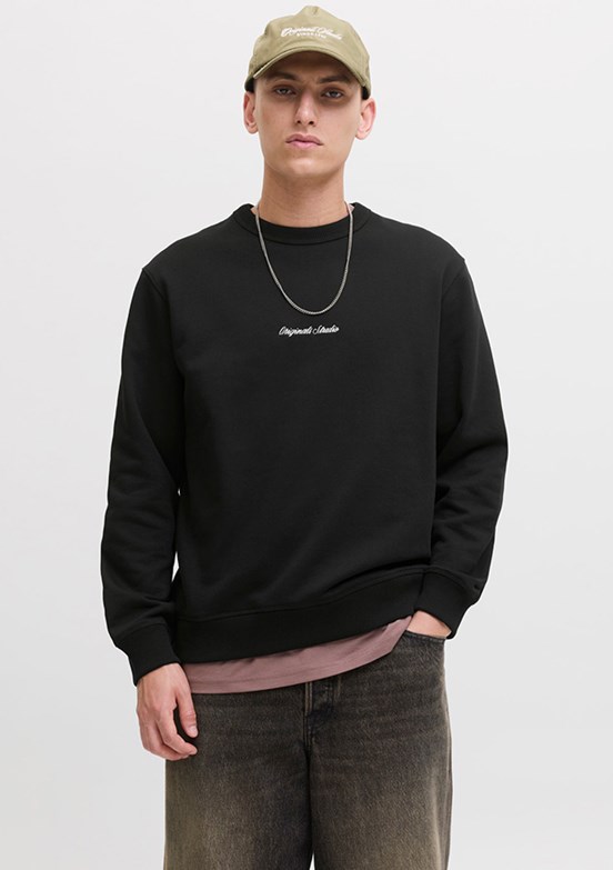 JACK JONES Siyah Erkek Kapüşonlu Sweatshirt