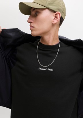 JACK JONES Siyah Erkek Kapüşonlu Sweatshirt