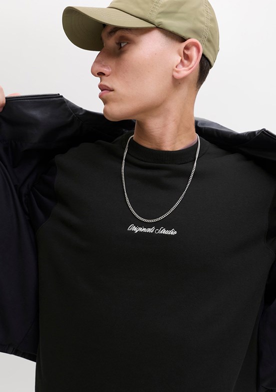 JACK JONES Siyah Erkek Kapüşonlu Sweatshirt