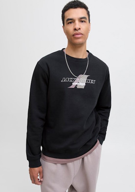 JACK JONES Siyah Erkek Kapüşonlu Sweatshirt