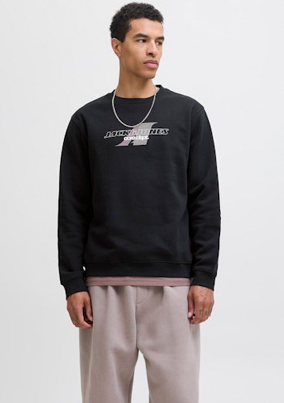 JACK JONES Siyah Erkek Kapüşonlu Sweatshirt