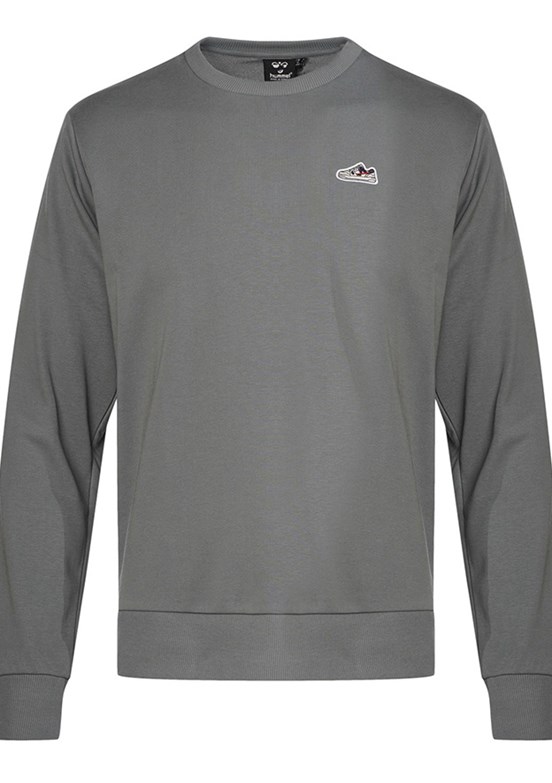 HUMMEL Gri Erkek Jungle Bisiklet Yaka Sweatshirt