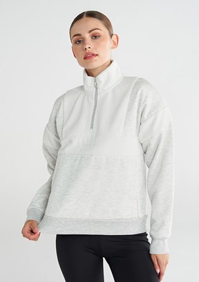 HUMMEL Gri Kadın Adur Zip Neck Fermuarlı Sweatshirt