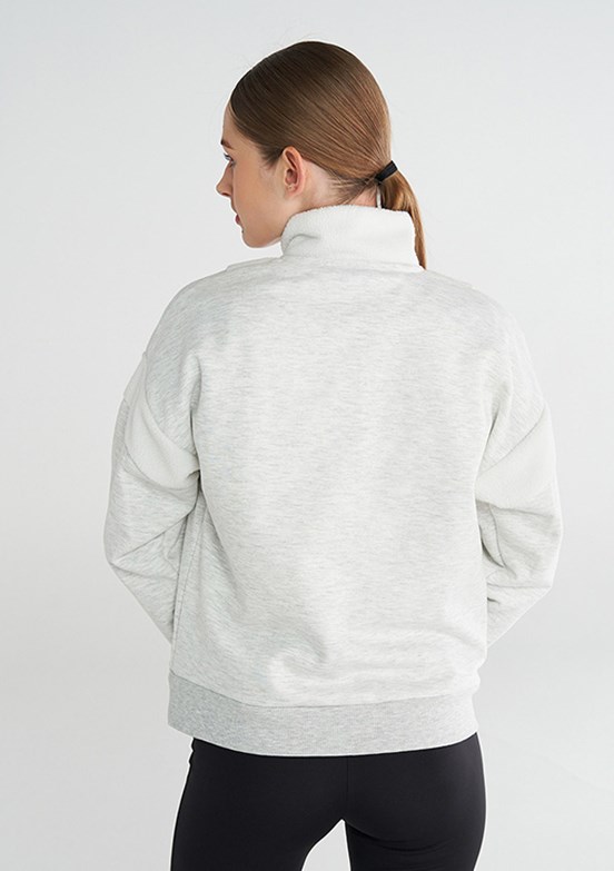 HUMMEL Gri Kadın Adur Zip Neck Fermuarlı Sweatshirt