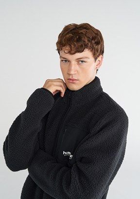 HUMMEL Siyah Erkek Arthur Sherpa Zip Fermuarlı Sweatshirt