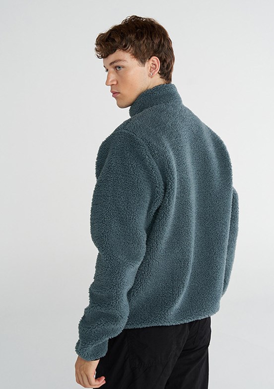 HUMMEL Gri Erkek Arthur Sherpa Zip Fermuarlı Sweatshirt
