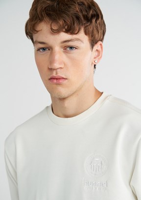 HUMMEL Tony - 922441-9157 Erkek Beyaz Kapüşonsuz Sweatshirt