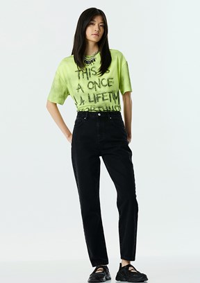TWİST Siyah Kadın Mom Fit Jean Pantolon